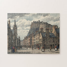 Edinburgh Old Town Japanese Woodblock Print Pussel
