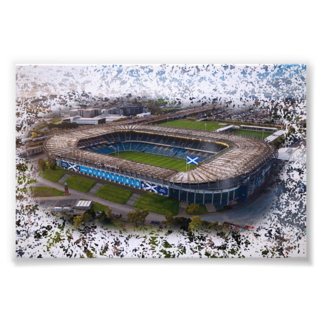 Edinburgh Rugby Stadium med Skottlands flagga Fototryck (Framsidan)