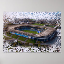 Edinburgh Rugby Stadium med Skottlands flagga Poster