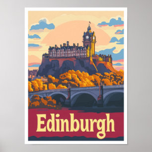 Edinburgh Scotland Art Vintage resor Illustration Poster