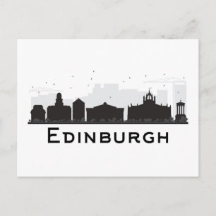 Edinburgh Scotland Black and White Skyline Vykort