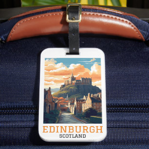Edinburgh Scotland Castle Retro Vintage resor Bagagebricka