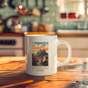 Edinburgh Scotland Castle Retro Vintage resor Kaffemugg