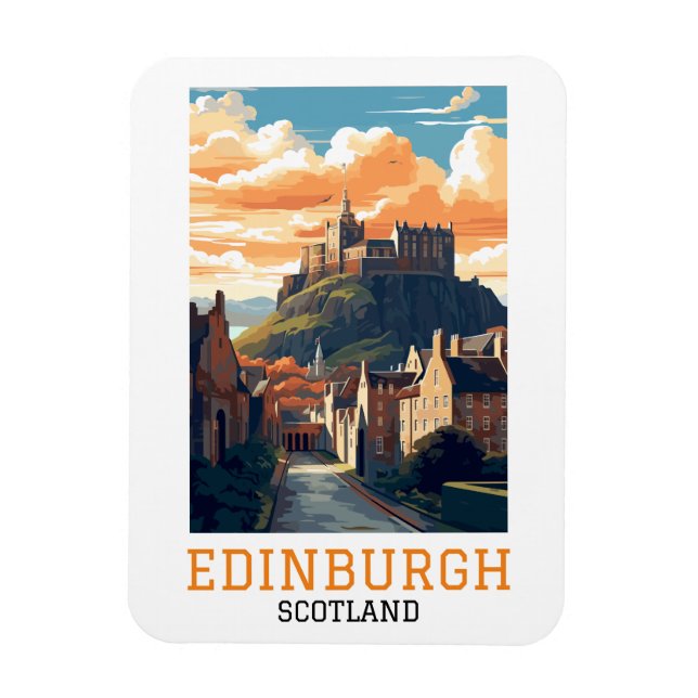 Edinburgh Scotland Castle Retro Vintage resor Magnet (Vertikal)