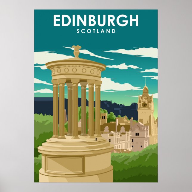 Edinburgh Scotland City Illustration Travel Poster (Framsidan)