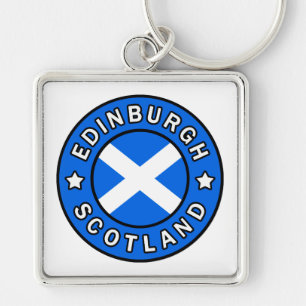Edinburgh Scotland Fyrkantig Silverfärgad Nyckelring