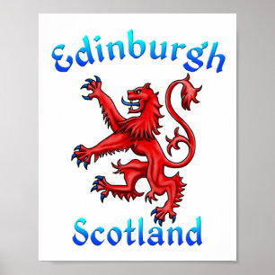 Edinburgh Scotland Lejon Rampant Scottish Flagga Poster