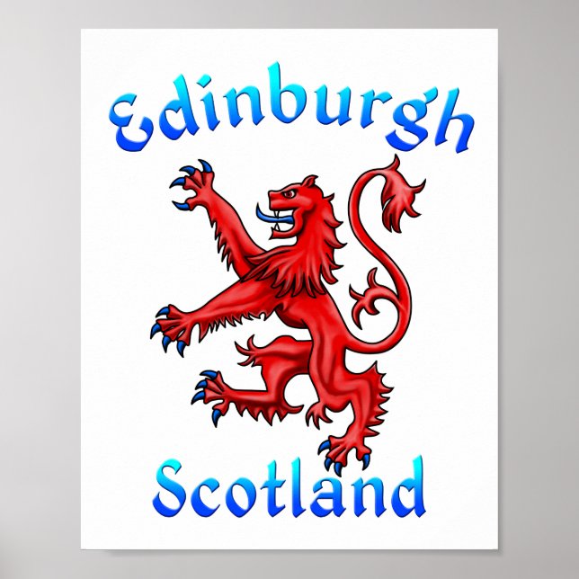 Edinburgh Scotland Lejon Rampant Scottish Flagga Poster (Framsidan)
