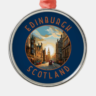 Edinburgh Scotland Retro Distress Circle Julgransprydnad Metall