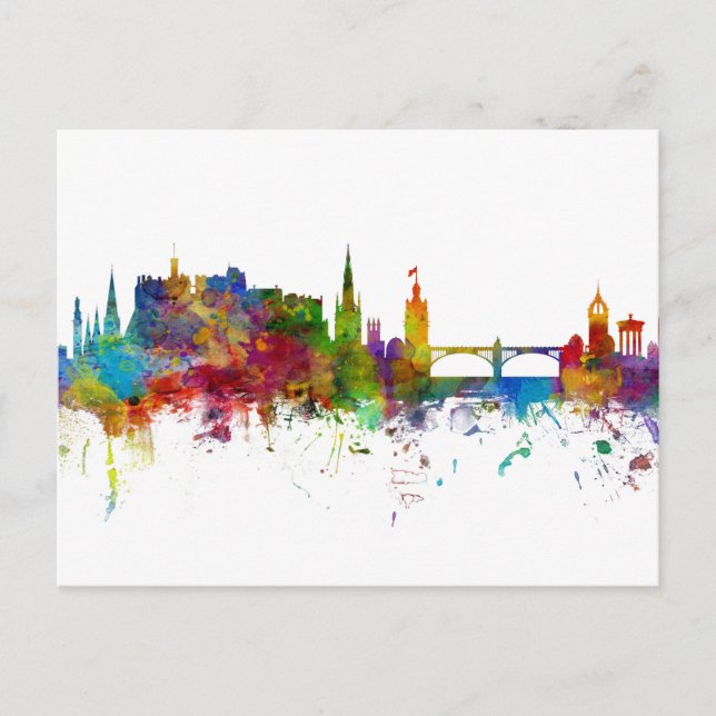 Edinburgh Scotland Skyline Vykort (Framsida)