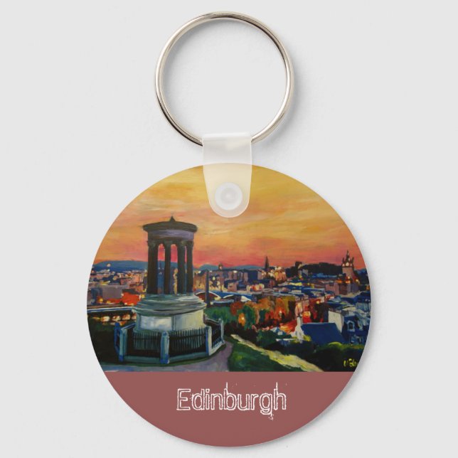 Edinburgh Scotland Skylineat Dusk Nyckelring (Framsida)