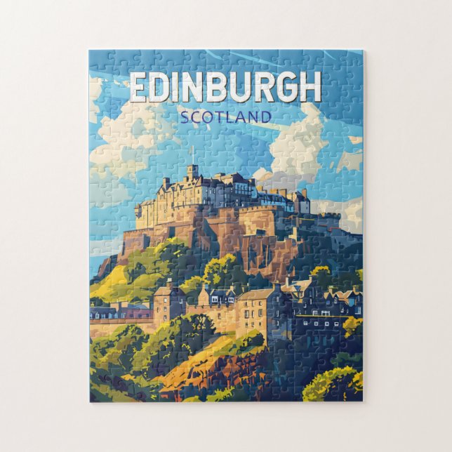 Edinburgh Scotland Travel Art Vintage Pussel (Vertikal)