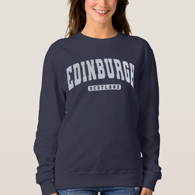 Edinburgh Scotland Varsity College Stil Sweatshir T Shirt (Framsida)