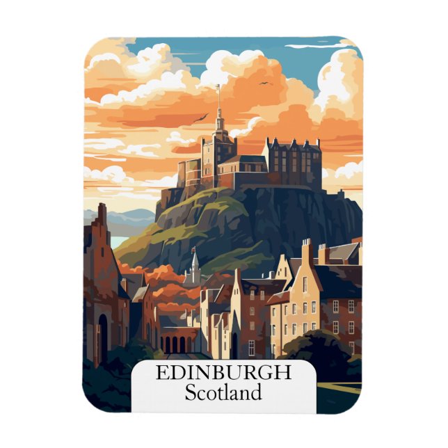 Edinburgh, Scotland Vintage Castle Magnet (Vertikal)