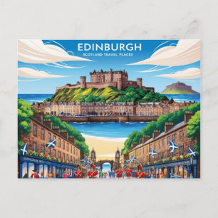 Edinburgh Scotland Vintage resor Poster vykort