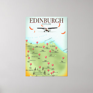 Edinburgh Scotland vintage stil karta poster tryck