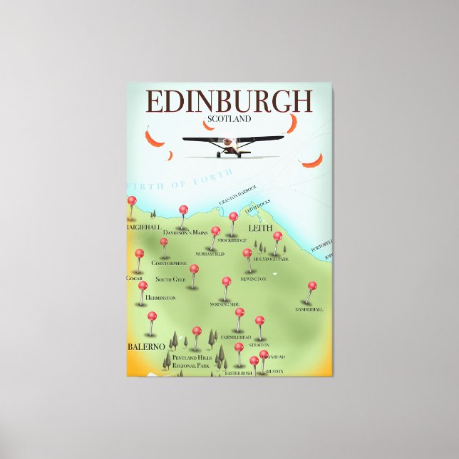 Edinburgh Scotland vintage stil karta poster tryck (Framsida)
