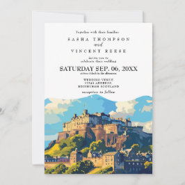 Edinburgh Scotland Wedding Invitation Retro Inbjudningar