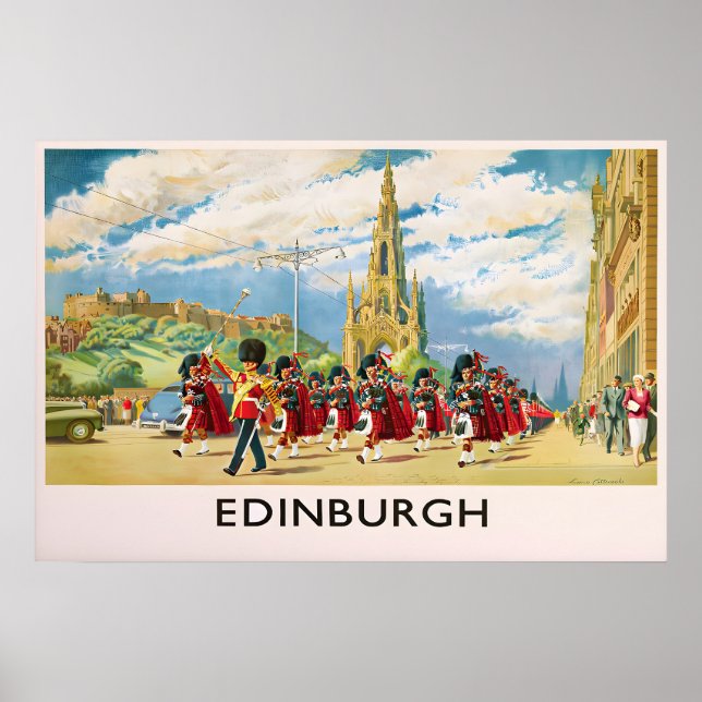 Edinburgh Skottland Affisch Scots Guards Tryck (Framsidan)