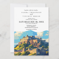 Edinburgh Skottland Bröllopsinbjudan Retro