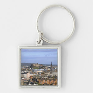 Edinburgh, Skottland. En vy som förbiser central Fyrkantig Silverfärgad Nyckelring