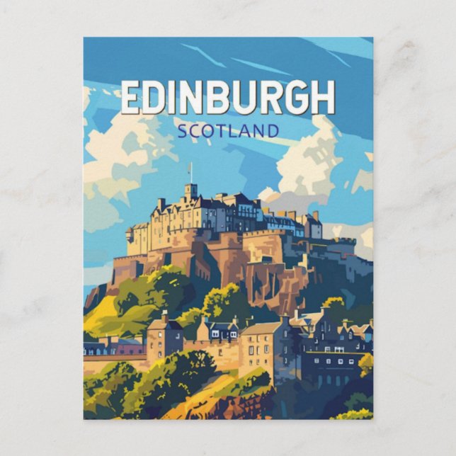 Edinburgh Skottland Färgglad vykort (Framsida)