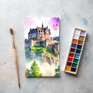 Edinburgh, Skottland, färgmålning av Castle Waterc Vykort