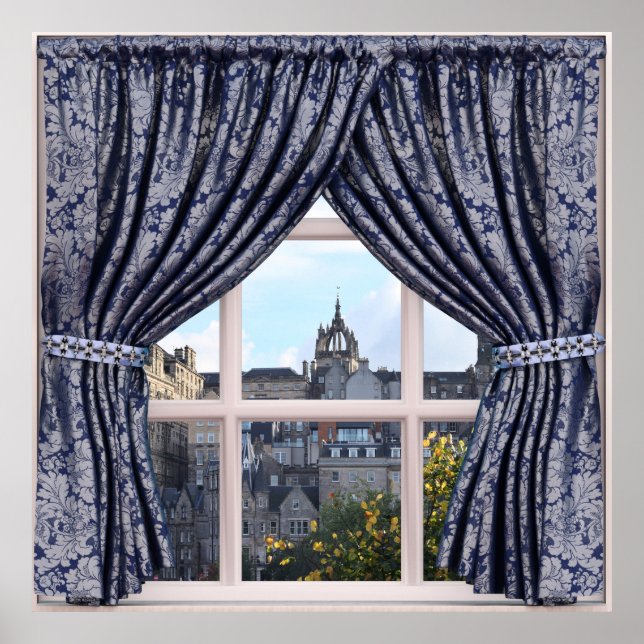 Edinburgh, Skottland - Faux Window View Poster (Framsidan)