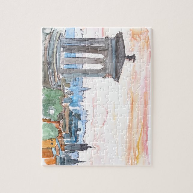 Edinburgh Skottland horisont på skymningen Pussel (Vertikal)