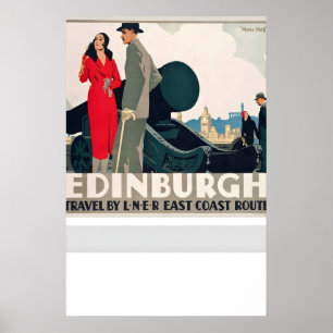 Edinburgh Skottland Resa med LNER East Coast-linje Poster