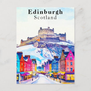 Edinburgh Skottland Slott och Gata Vinter Resa Vykort