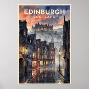 Edinburgh Skottland Vintage Resa Poster
