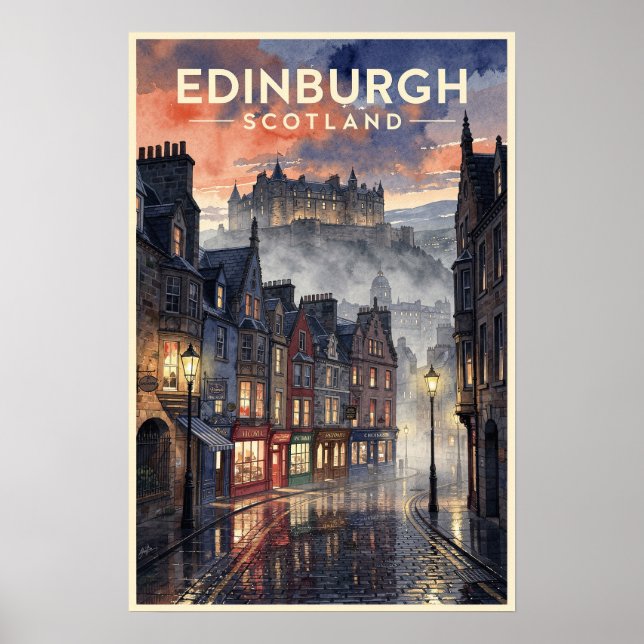 Edinburgh Skottland Vintage Resa Poster (Framsidan)