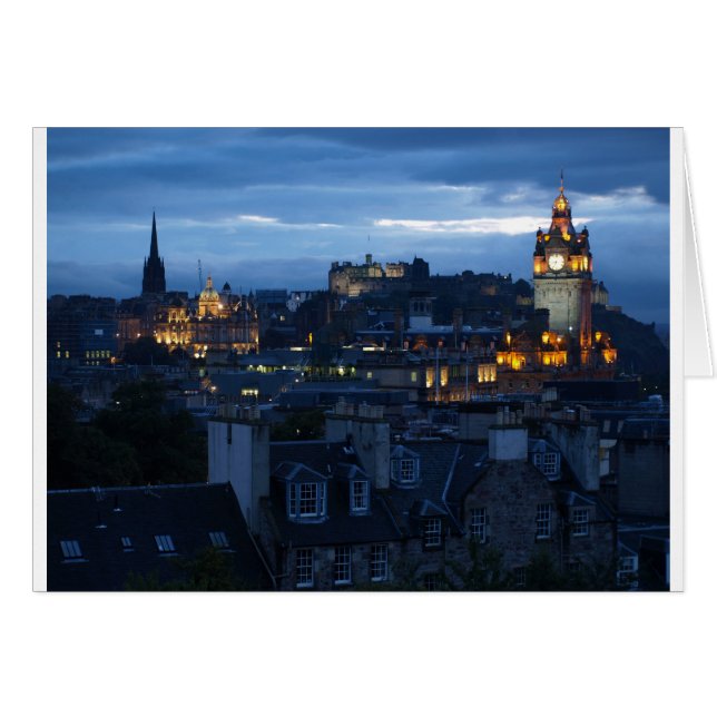 Edinburgh Skyline Hälsningskort (Framsidan Horizontal)