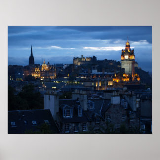 Edinburgh Skyline vid dusk Poster