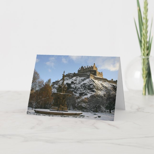 Edinburgh slott i vinter helgkort (Framsida)