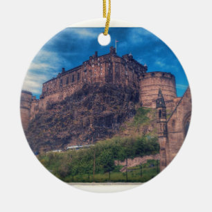 Edinburgh slott julgransprydnad keramik