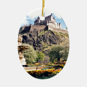 Edinburgh slott julgransprydnad keramik