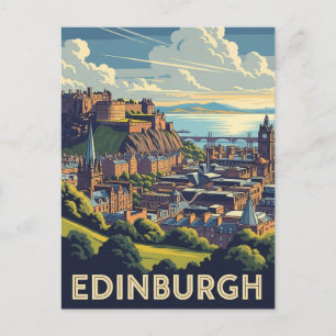 Edinburgh slott Skottland Vintage Resa Vykort