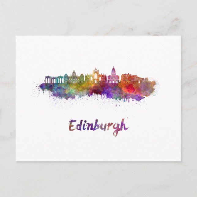 Edinburgh V2 siluett i akvarell Vykort (Framsida)