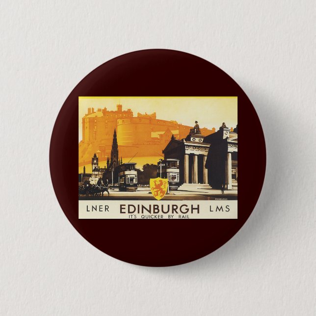 Edinburgh via LNER Rail Poster Knapp (Framsida)