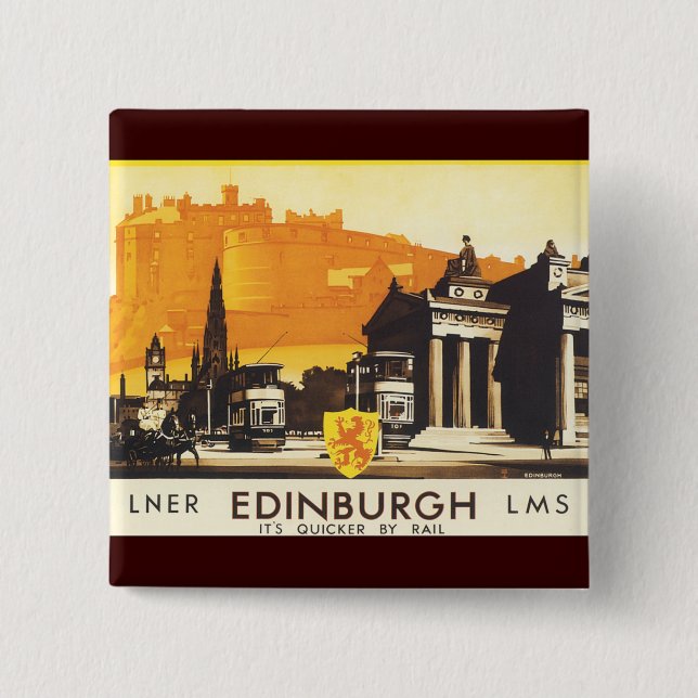 Edinburgh via LNER Rail Poster Knapp (Framsida)