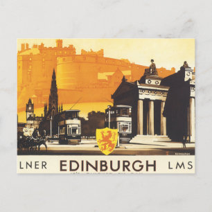 Edinburgh via LNER Rail Poster Vykort