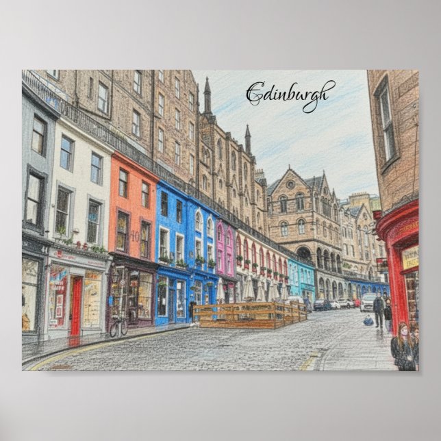 Edinburgh Victoria Street vykort Poster (Framsidan)