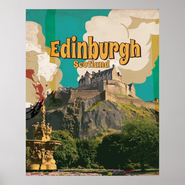 Edinburgh Vintage Resemappningsaffisch Poster (Framsidan)