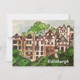 Edinburgh-vykort (Husen bredvid slottet). Vykort