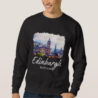 Edinburgh Watercolor Painting Edinburgh Lång Ärmad Tröja