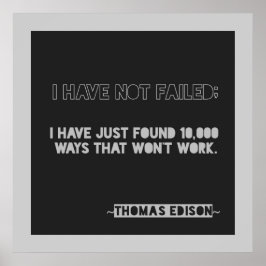 Edison 10 000 ways Encouragement Typography Quote Poster