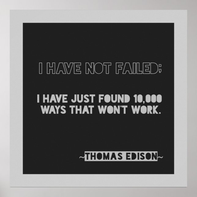 Edison 10 000 ways Encouragement Typography Quote Poster (Framsidan)