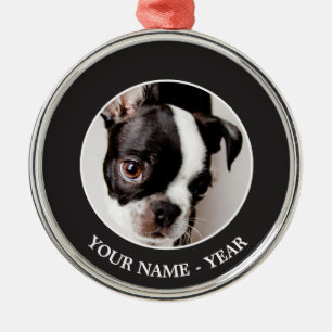 Edison Boston Terrierpuppy. Julgransprydnad Metall